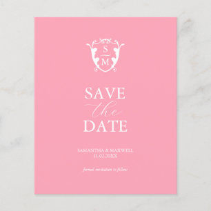 Budget Monogram Pink Save The Date Flyer