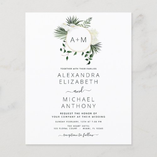 Budget Monogram Tropical Emerald Green Wedding Fly Flyer