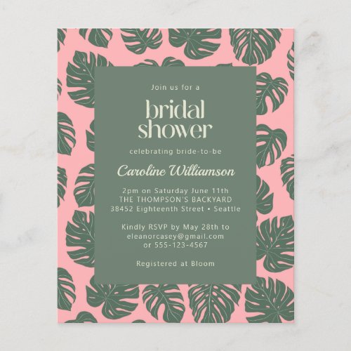 Budget Monstera Plant Pink Green Bridal Shower