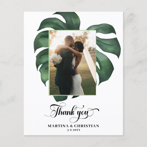 Budget Monstera Tropical Leaf Wedding Folded