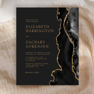 Budget Moody Black Agate Gold Wedding Invitation