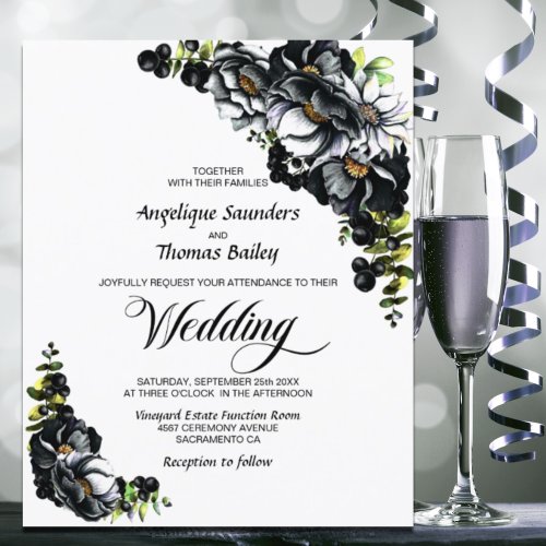 Budget Moody Black Floral White Wedding