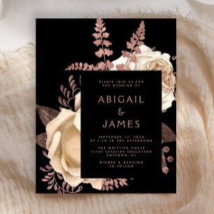 Budget Moody Dark Floral Ivory Rose Gold Wedding