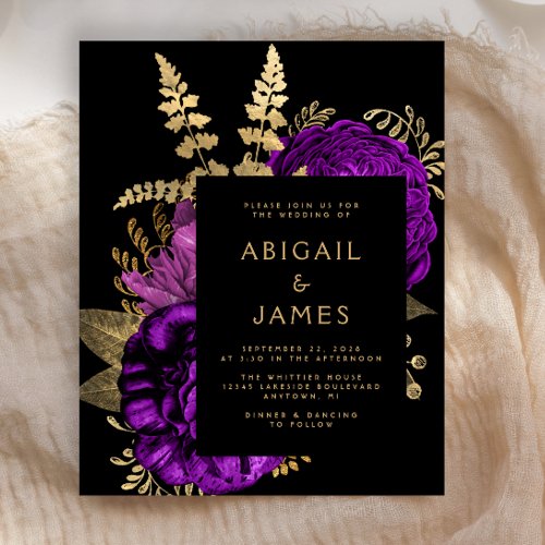 Budget Moody Dark Floral Purple Gold Wedding