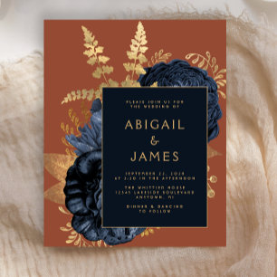 Budget Moody Floral Navy Blue Gold Rust Wedding