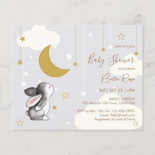 Budget Moon Star Cloud Baby Shower Invitation