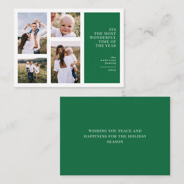 budget Most wonderful time christmas multi photo   Note Card (Front/Back)