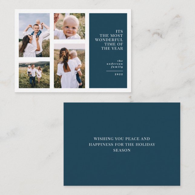 budget Most wonderful time christmas multi photo   Note Card (Front/Back)