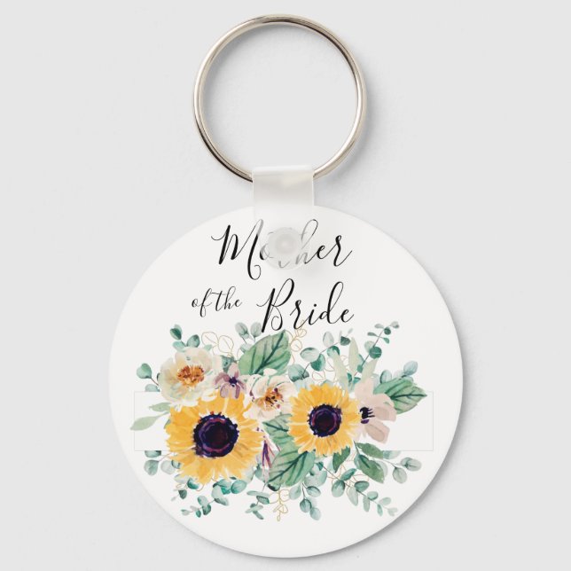 BUDGET Mother Bride Groom Custom Gifts SUNFLOWERS Keychain (Front)