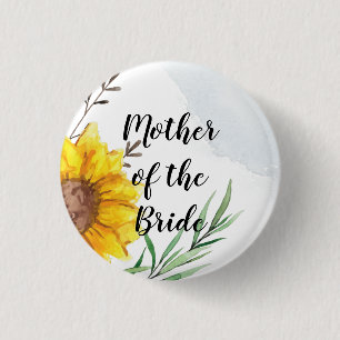 BUDGET Mother Bride Groom Wedding Gifts Sunflowers Button