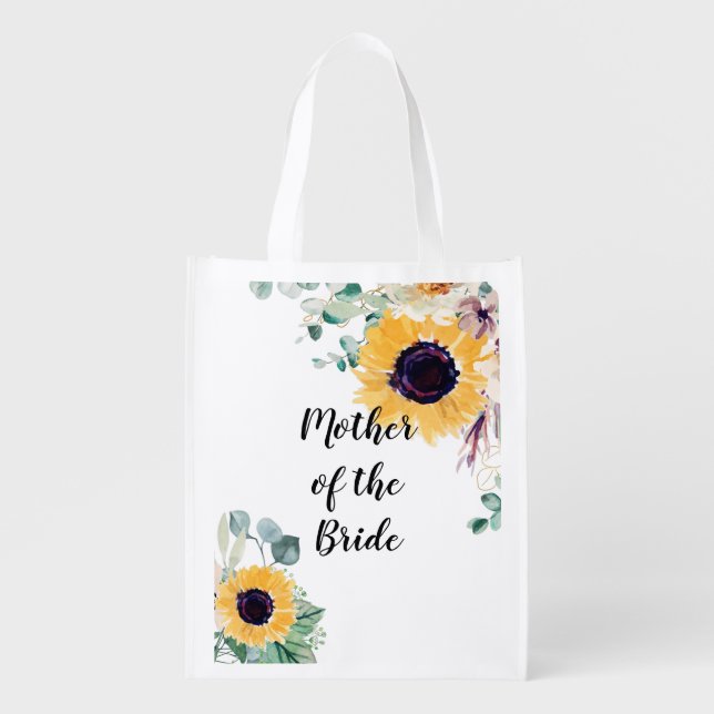 BUDGET Mother Bride Groom Wedding Gifts Sunflowers Grocery Bag (Front)