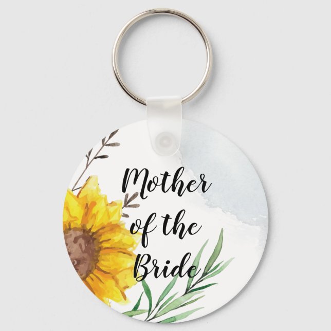 BUDGET Mother Bride Groom Wedding Gifts Sunflowers Keychain (Front)
