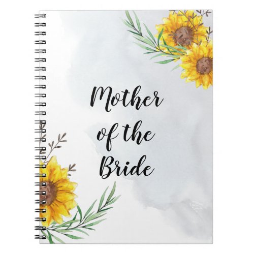 BUDGET Mother Bride Groom Wedding Gifts Sunflowers Notebook