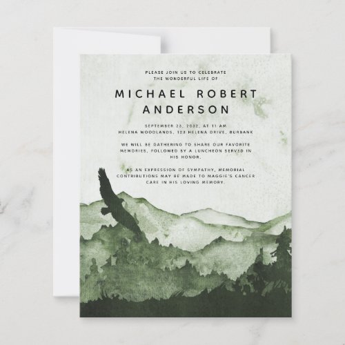 Budget Mountain Celebration of Life Invitation