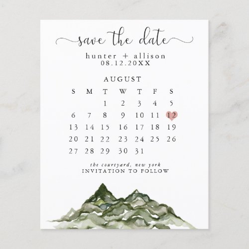 Budget Mountain Save The Date Calendar