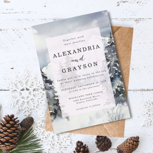 Budget Mountain Watercolor Rustic Wedding Invite Flyer