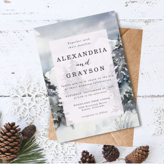 Budget Mountain Watercolor Rustic Wedding Invite Flyer