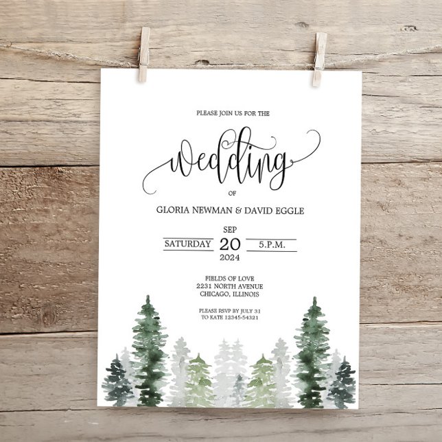 Budget Mountain Winter Elegant Wedding Invitation (Creator Uploaded)