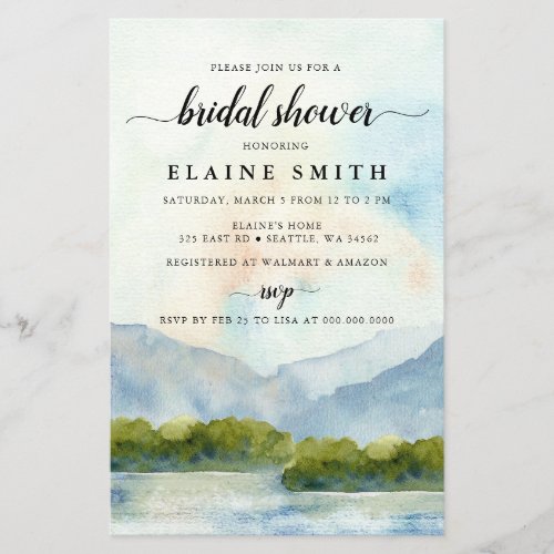 Budget Mountains Lake Bridal Shower Invitation