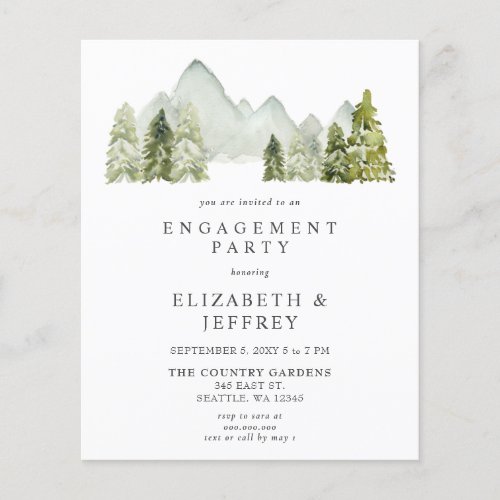 Budget Mountains Pine Engagement Party Invitation