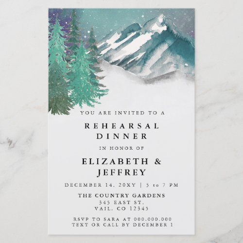 Budget Mountains Pine Rehearsal Dinner Invitation