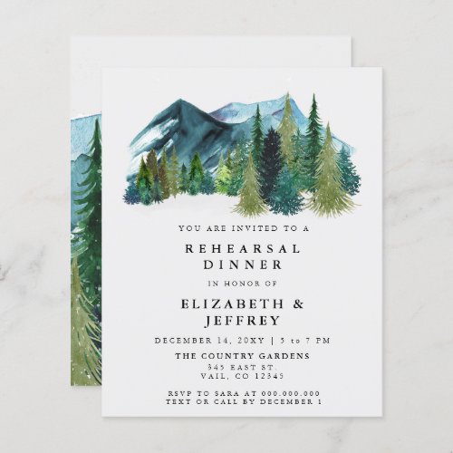 Budget Mountains Pine Rehearsal Dinner Invitation