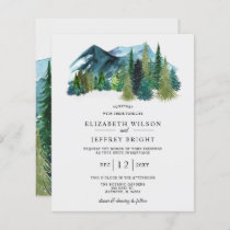 Budget Mountains Pine Winter Wedding Invitation