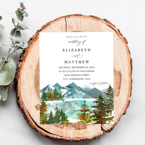 Budget Mountains  Trees Rustic Wedding Flyer