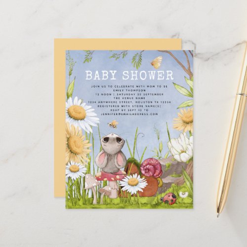 Budget Mouse Woodland Baby Shower Invitation