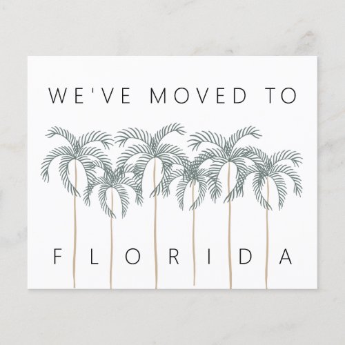 Budget Move to Florida Palm Trees New Address Card