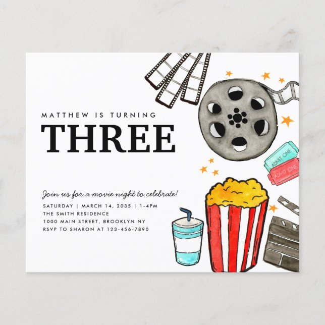 Budget Movie Night Cinema Watch Party Kid Birthday (Front)
