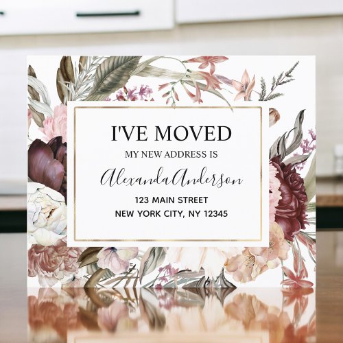 Budget Moving Announcement Boho Mauve Floral