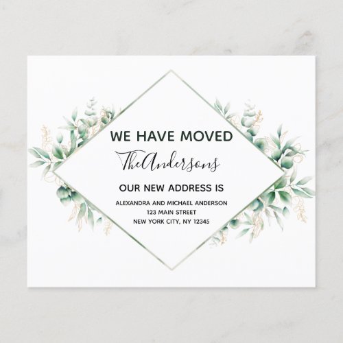 Budget Moving Announcement Eucalyptus Greenery Flyer