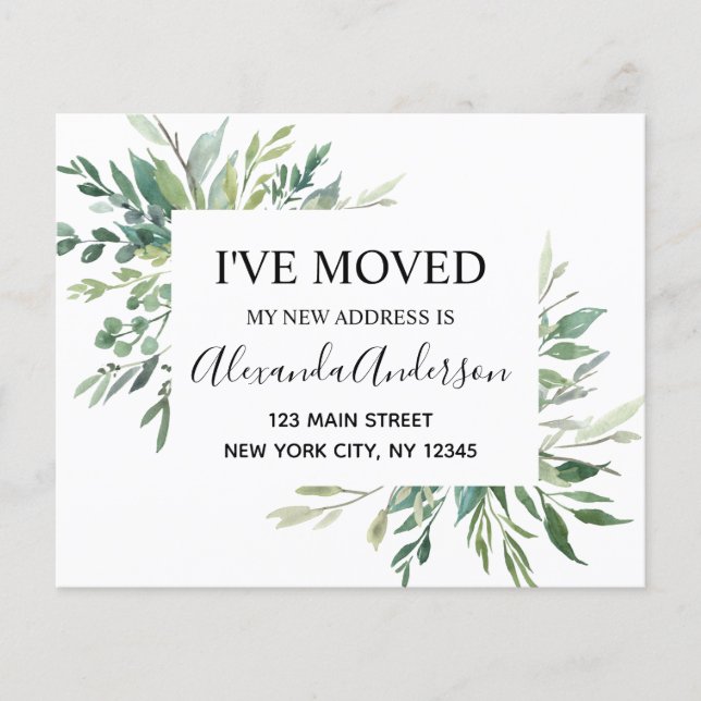 Budget Moving Announcement Eucalyptus Greenery Flyer (Front)