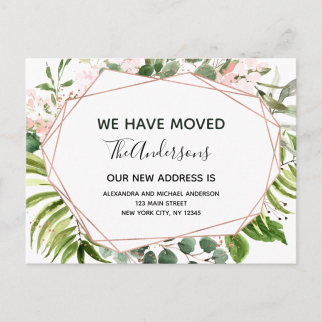 Budget Moving Announcement Eucalyptus Greenery Postcard (Front)