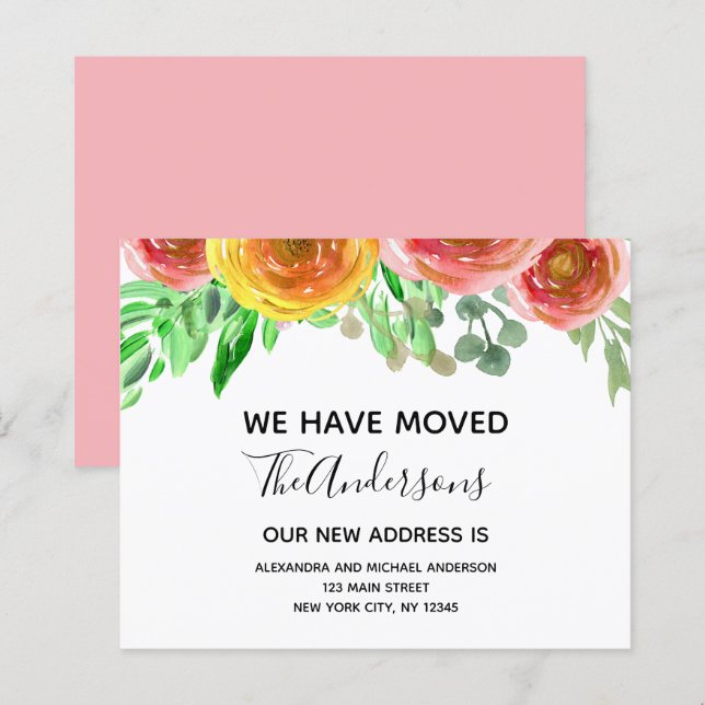 Budget Moving Announcement Floral Blush Pink (Front/Back)