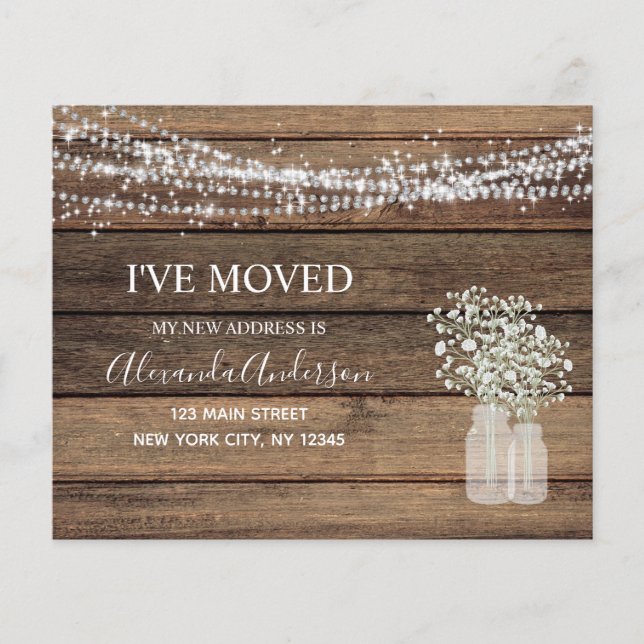 Budget Moving Announcement Rustic Farmhouse Wood Flyer (Front)