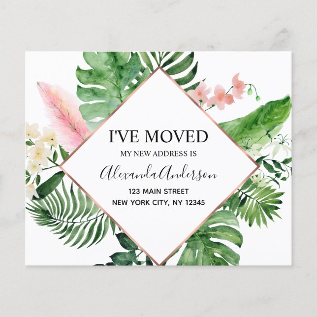 Budget Moving Announcement Tropical Floral (Front)
