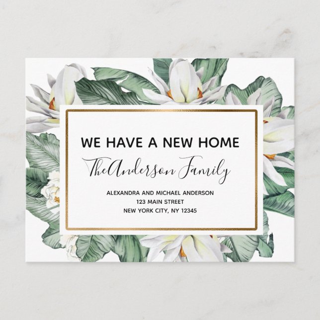 Budget Moving Announcement Tropical Floral Postcar Postcard (Front)