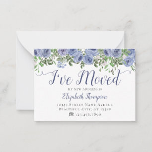 Budget Moving Floral Dusty Blue I've Moved Card