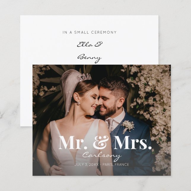 Budget Mr. & Mrs. Photo Wedding Announcement (Front/Back)