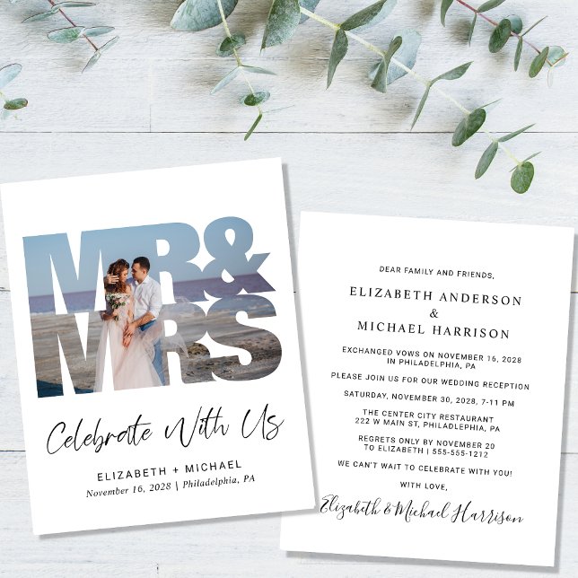 Budget Mr Mrs Photo Wedding Reception Invitation (Creator Uploaded)