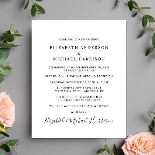 Budget Mr Mrs Wedding Photo Reception Invitation | Zazzle