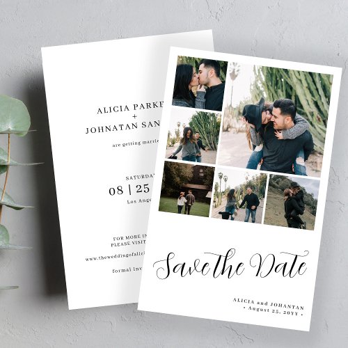 Budget multi photo collage save the date wedding