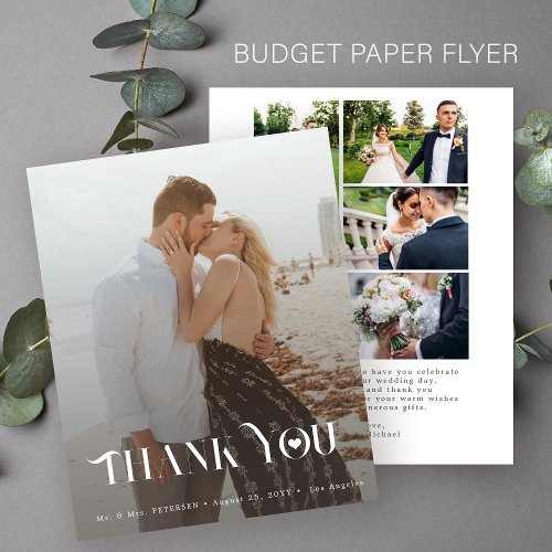 Budget multi photo collage wedding thank you card flyer