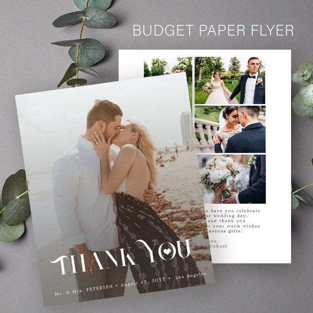 Budget multi photo collage wedding thank you card flyer (Creator Uploaded)