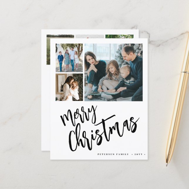Budget multi photo Merry Christmas Holiday Card (Front/Back In Situ)