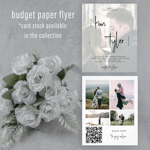 Budget multi photo QR CODE wedding Invitation Flyer