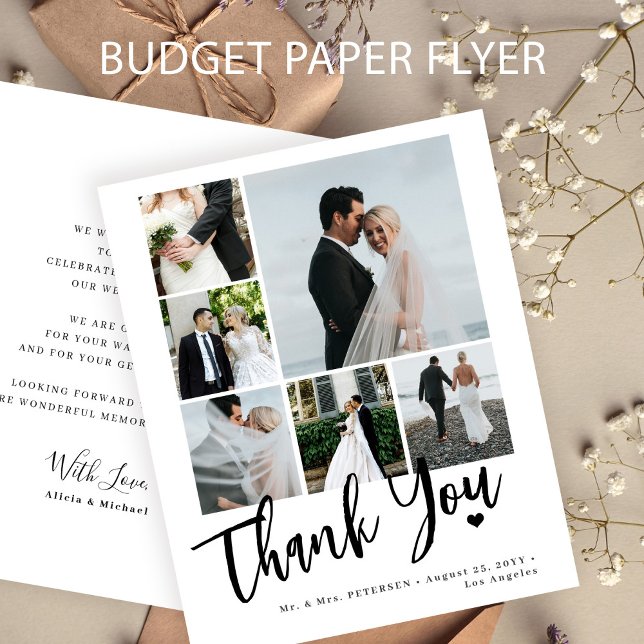 Budget multi photo simple wedding thank you card flyer (Creator Uploaded)