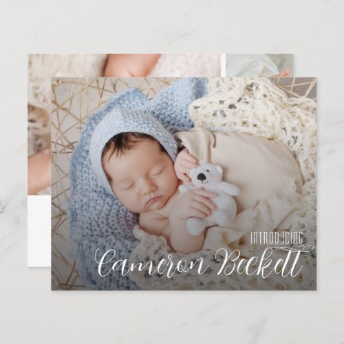 Budget Multiple Photo Collage Birth Announcement